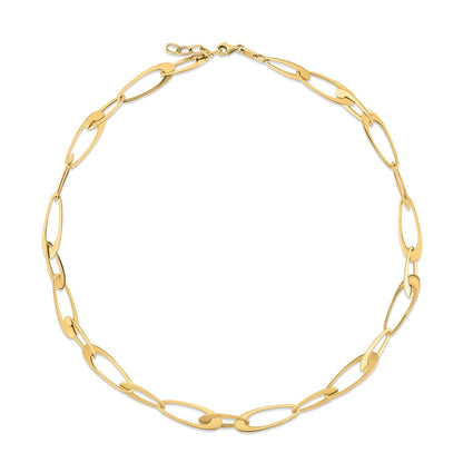 14K Yellow Gold Italian Oval Links Necklace by Bids.com