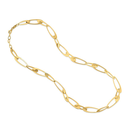 14K Yellow Gold Italian Oval Links Necklace by Bids.com