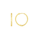14k Yellow Gold Diamond Cut Textured Huggie Earrings - accessories