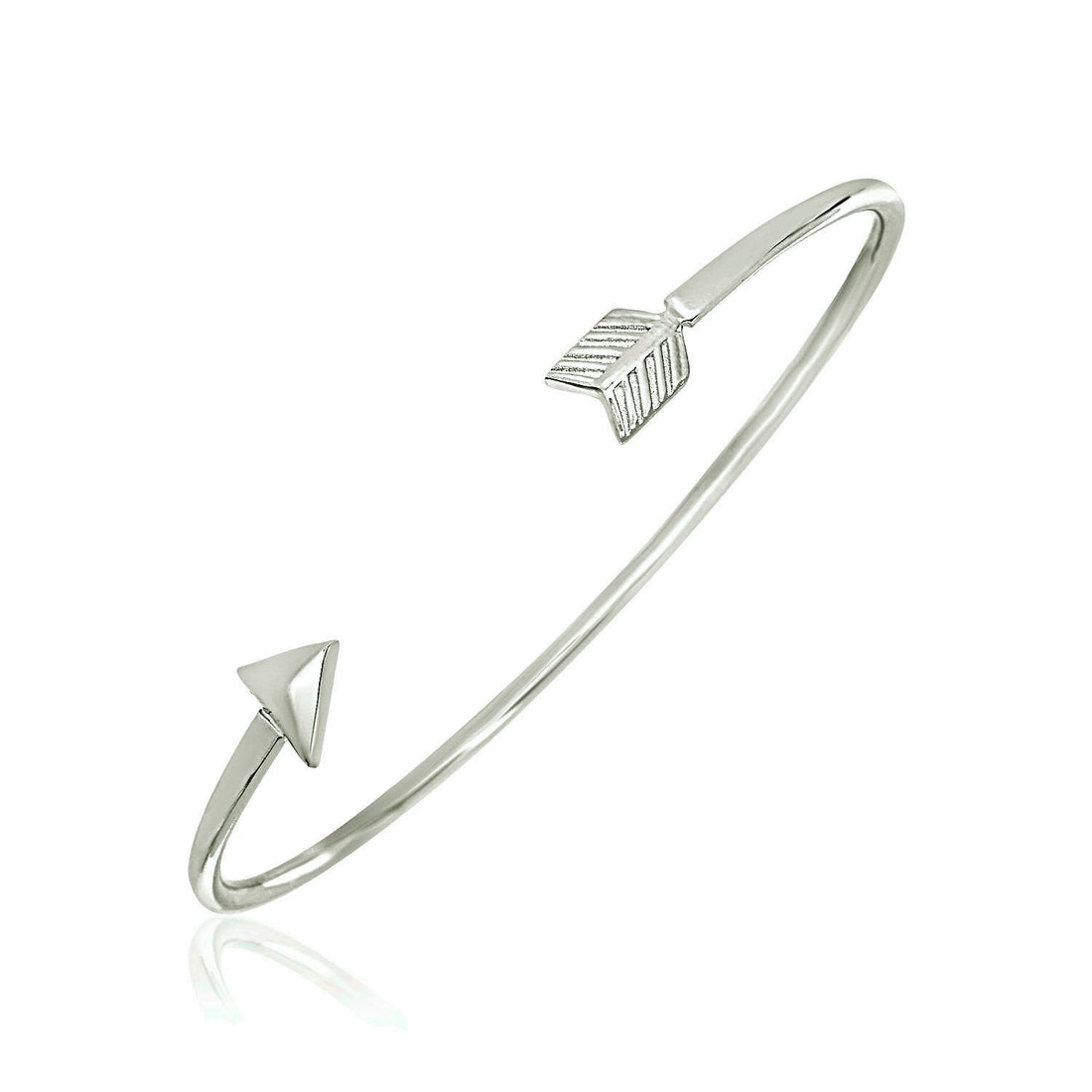 Sterling Silver Polished Arrow Cuff Bangle (3.00 mm) - DestGlow