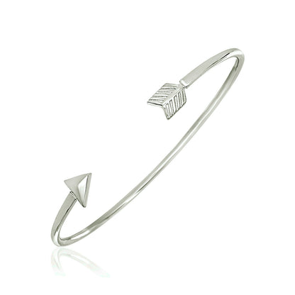 Sterling Silver Polished Arrow Cuff Bangle (3.00 mm) - DestGlow