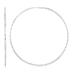 Sterling Silver Large Textured Round Hoop Earrings(1.6x70mm) - DestGlow