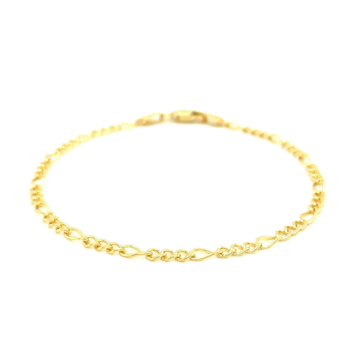 10k Yellow Gold Link Figaro Bracelet (2.60 mm) - DestGlow