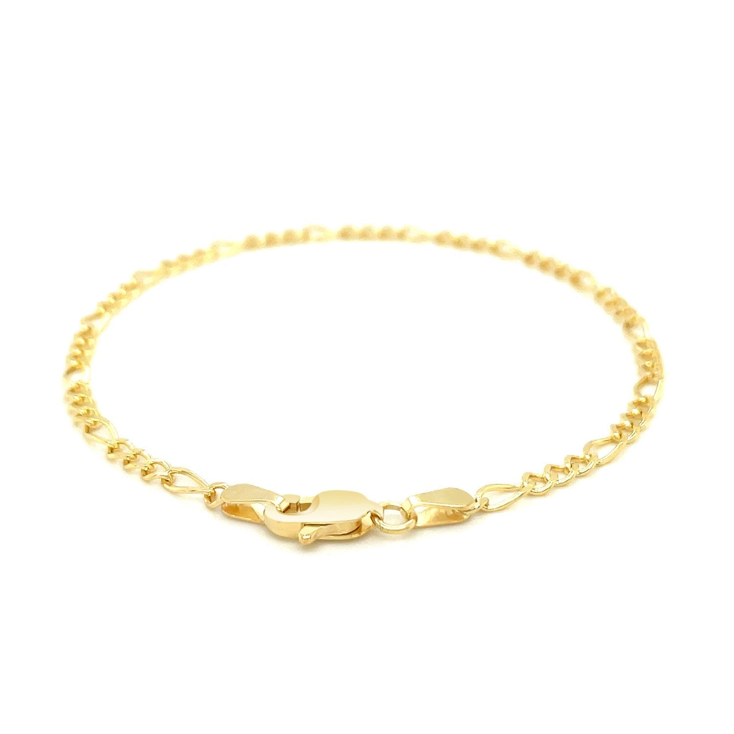10k Yellow Gold Link Figaro Bracelet (2.60 mm) - DestGlow