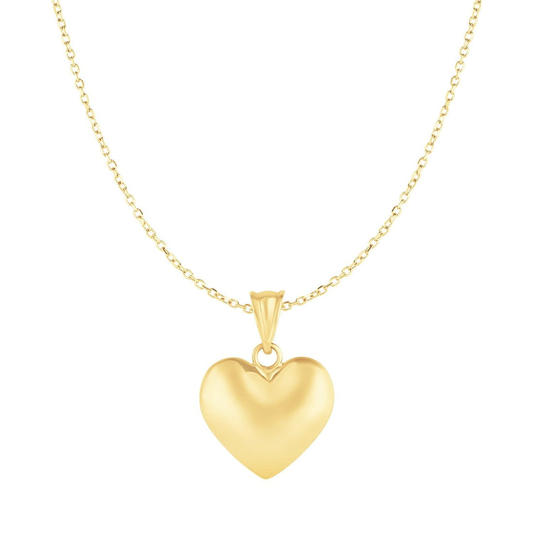Puffed Heart Pendant in 10k Yellow Gold - DestGlow
