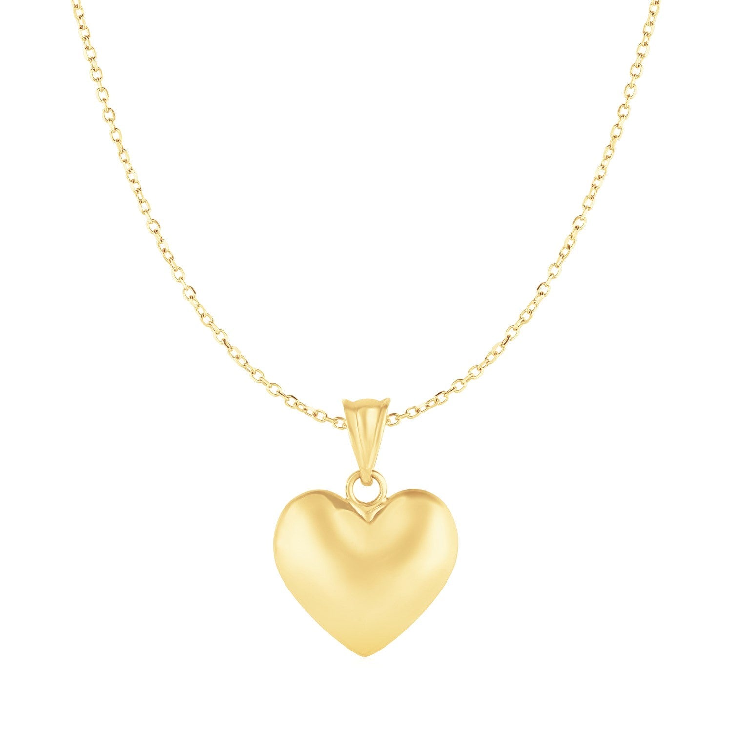 Puffed Heart Pendant in 10k Yellow Gold - DestGlow