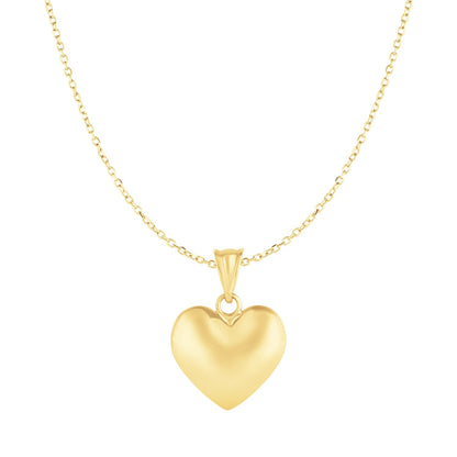 Puffed Heart Pendant in 10k Yellow Gold - DestGlow