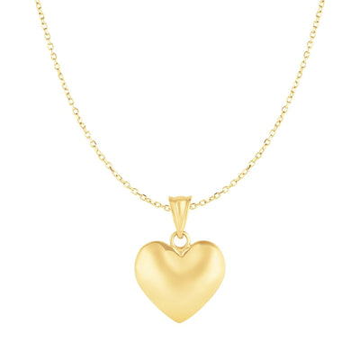 Puffed Heart Pendant in 10k Yellow Gold - DestGlow
