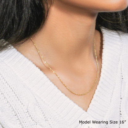 18k Yellow Gold Diamond Cut Cable Link Chain (1.10 mm) by Bids.com