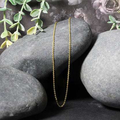 18k Yellow Gold Diamond Cut Cable Link Chain (1.10 mm) by Bids.com