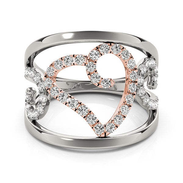 Heart Motif Filigree Style Diamond Ring in 14k White And Rose Gold (1/4 cttw) by Bids.com