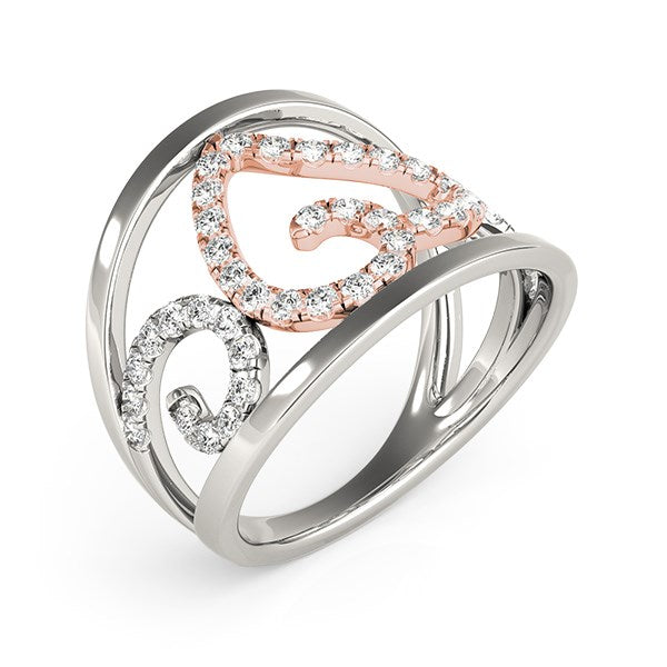 Heart Motif Filigree Style Diamond Ring in 14k White And Rose Gold (1/4 cttw) by Bids.com
