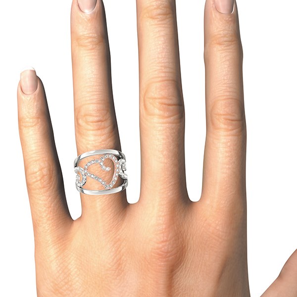 Heart Motif Filigree Style Diamond Ring in 14k White And Rose Gold (1/4 cttw) by Bids.com