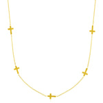 14k Yellow Gold Chain Necklace with Cross Stations - necklaces