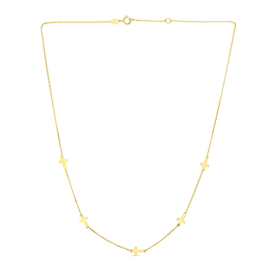 14k Yellow Gold Chain Necklace with Cross Stations - DestGlow
