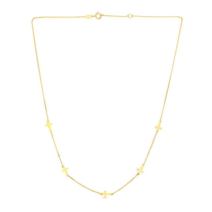 14k Yellow Gold Chain Necklace with Cross Stations - DestGlow