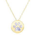 14k Yellow Gold Necklace with Dog Paw Print Symbol in Mother of Pearl - necklaces