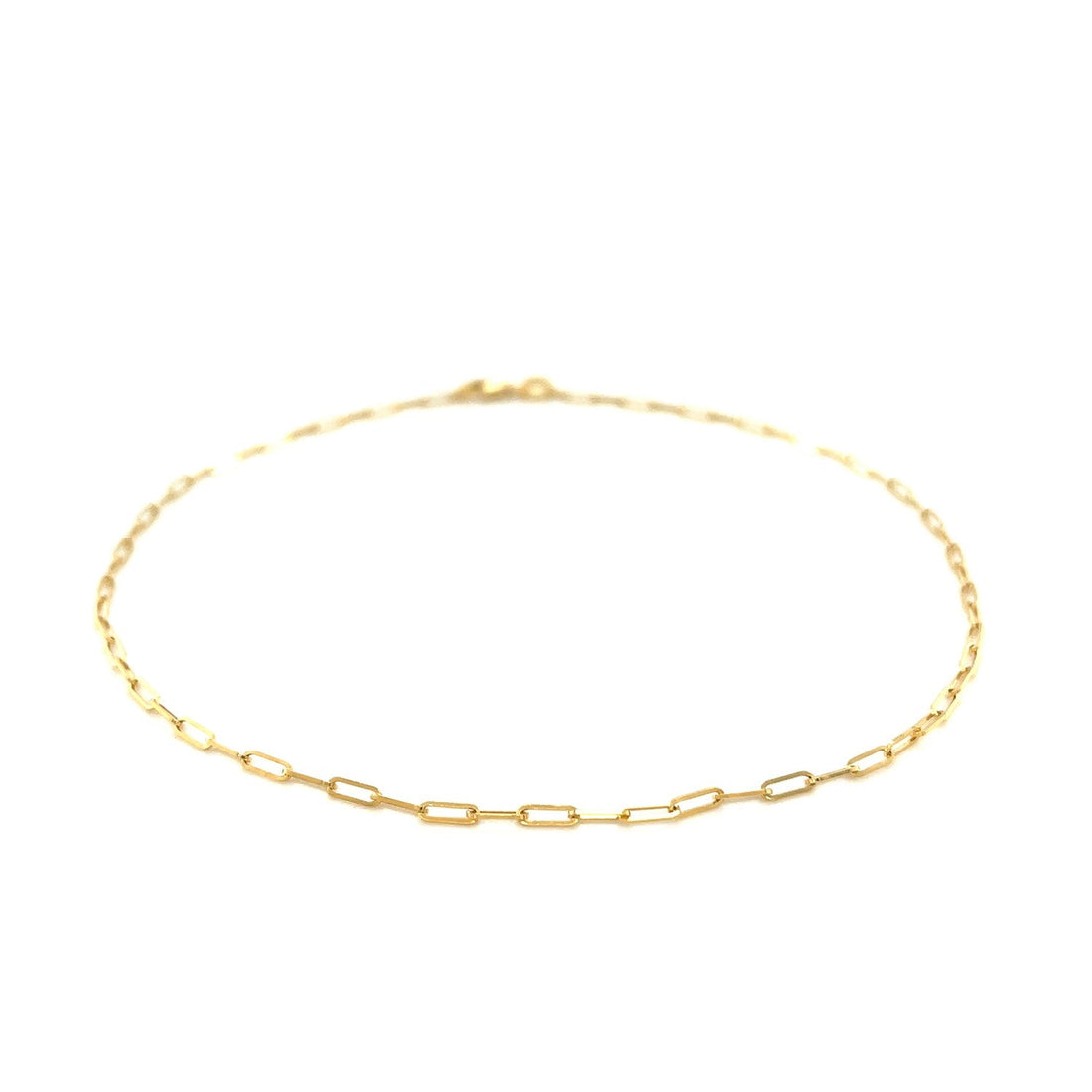 14K Yellow Gold Fine Paperclip Anklet (1.5mm) - DestGlow