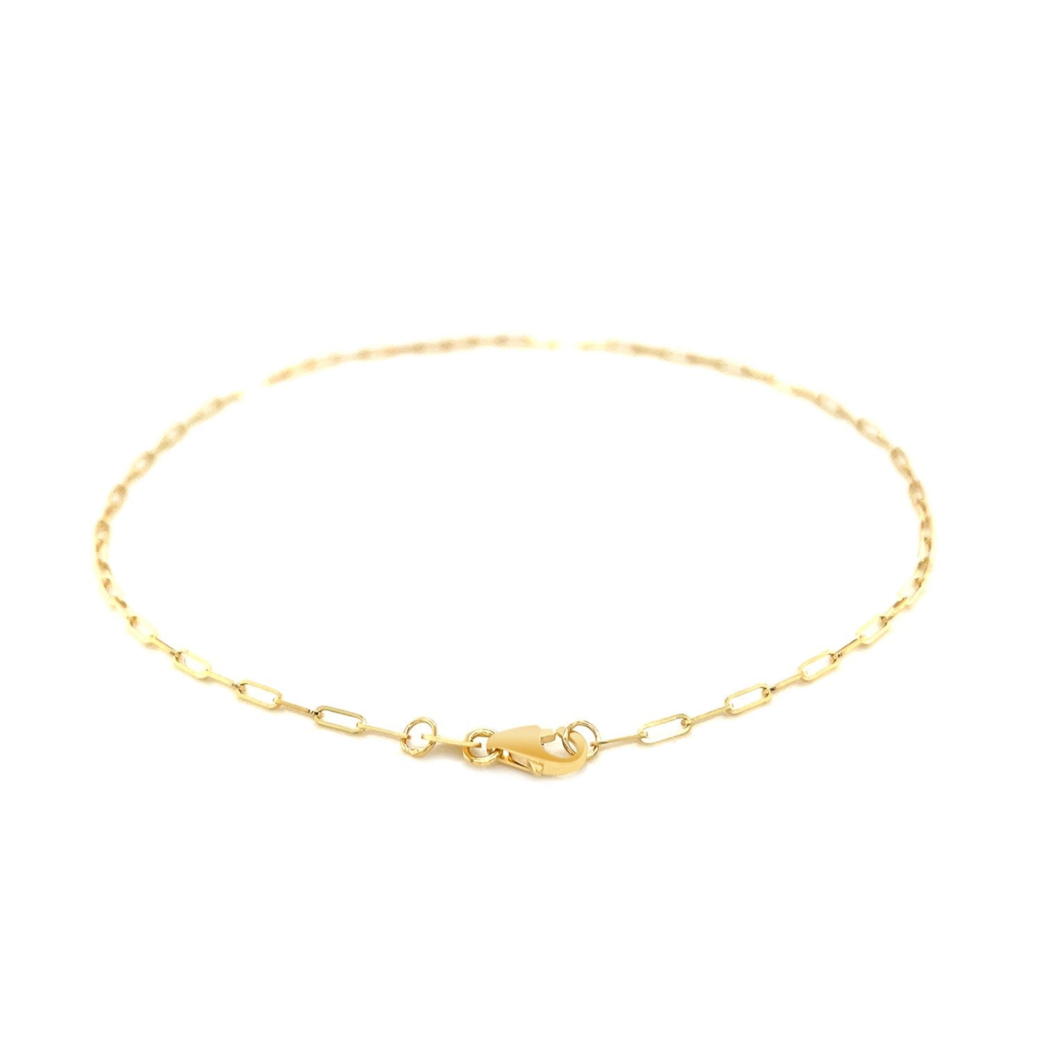 14K Yellow Gold Fine Paperclip Anklet (1.5mm) - DestGlow