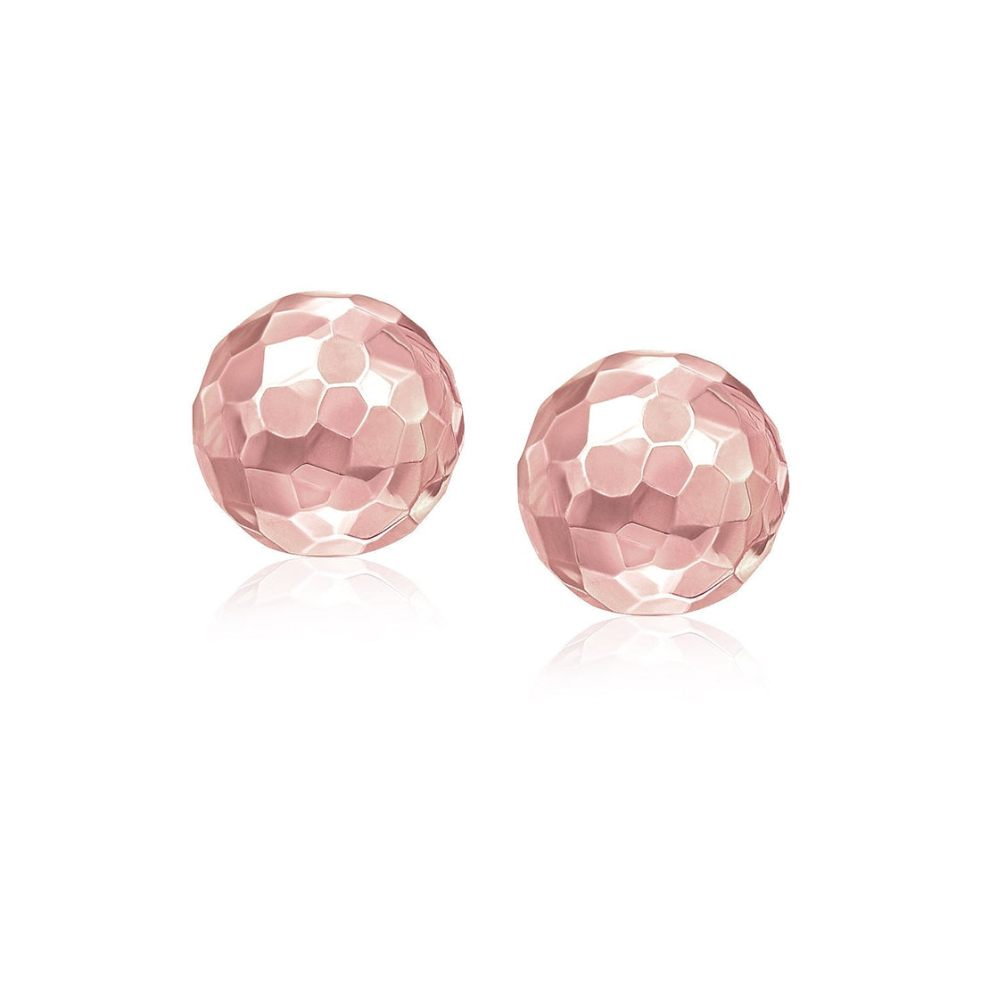 14k Rose Gold Round Faceted Style Stud Earrings - earrings