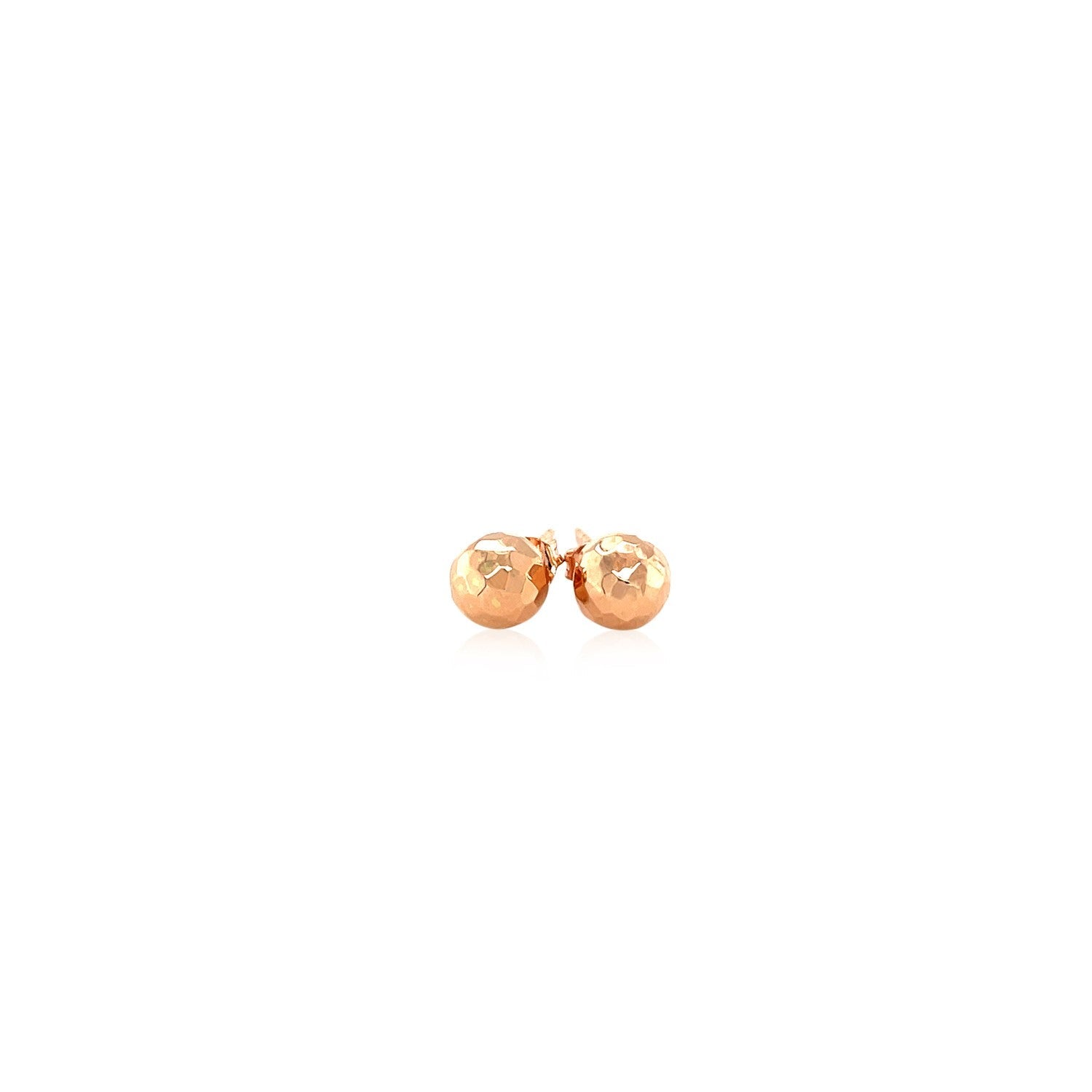 14k Rose Gold Round Faceted Style Stud Earrings(7mm) - DestGlow