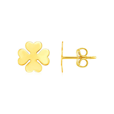 14K Yellow Gold Four Leaf Clover Earrings - accessories