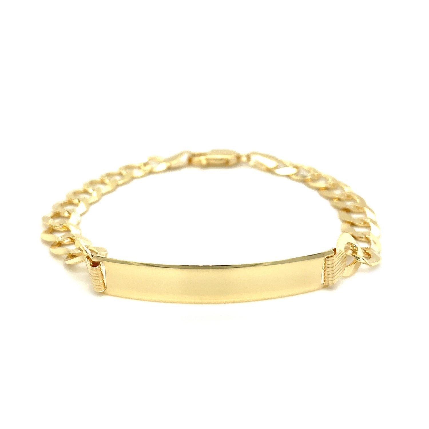 14k Yellow Gold 8 1/2 inch Mens Curb Chain ID Bracelet by Bids.com