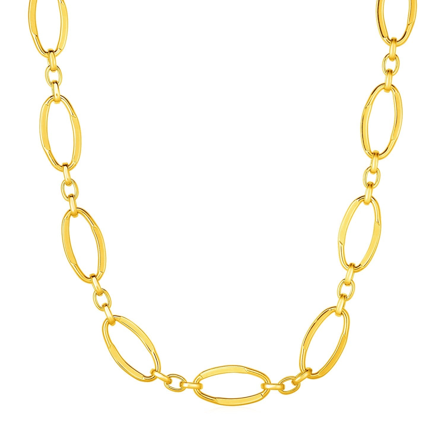 14k Yellow Gold Necklace with Polished Oval Links by Bids.com