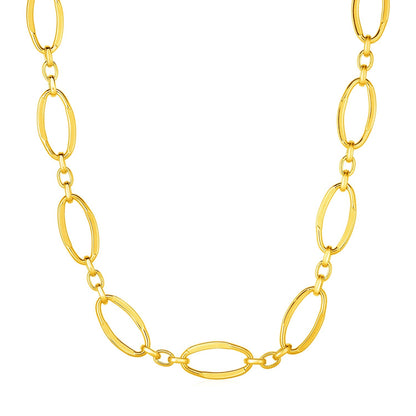 14k Yellow Gold Necklace with Polished Oval Links by Bids.com