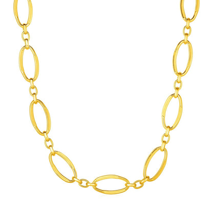 14k Yellow Gold Necklace with Polished Oval Links 