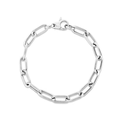 Sterling Silver Wide Paperclip Chain Bracelet - DestGlow
