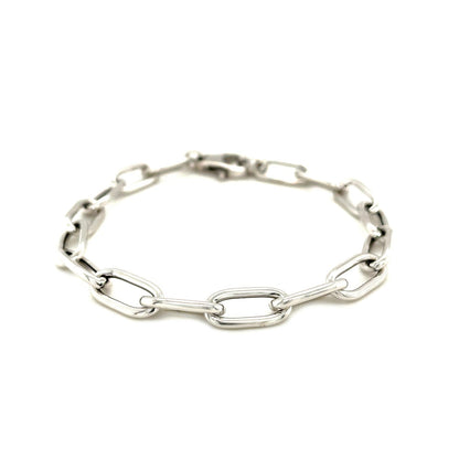 Sterling Silver Wide Paperclip Chain Bracelet - DestGlow