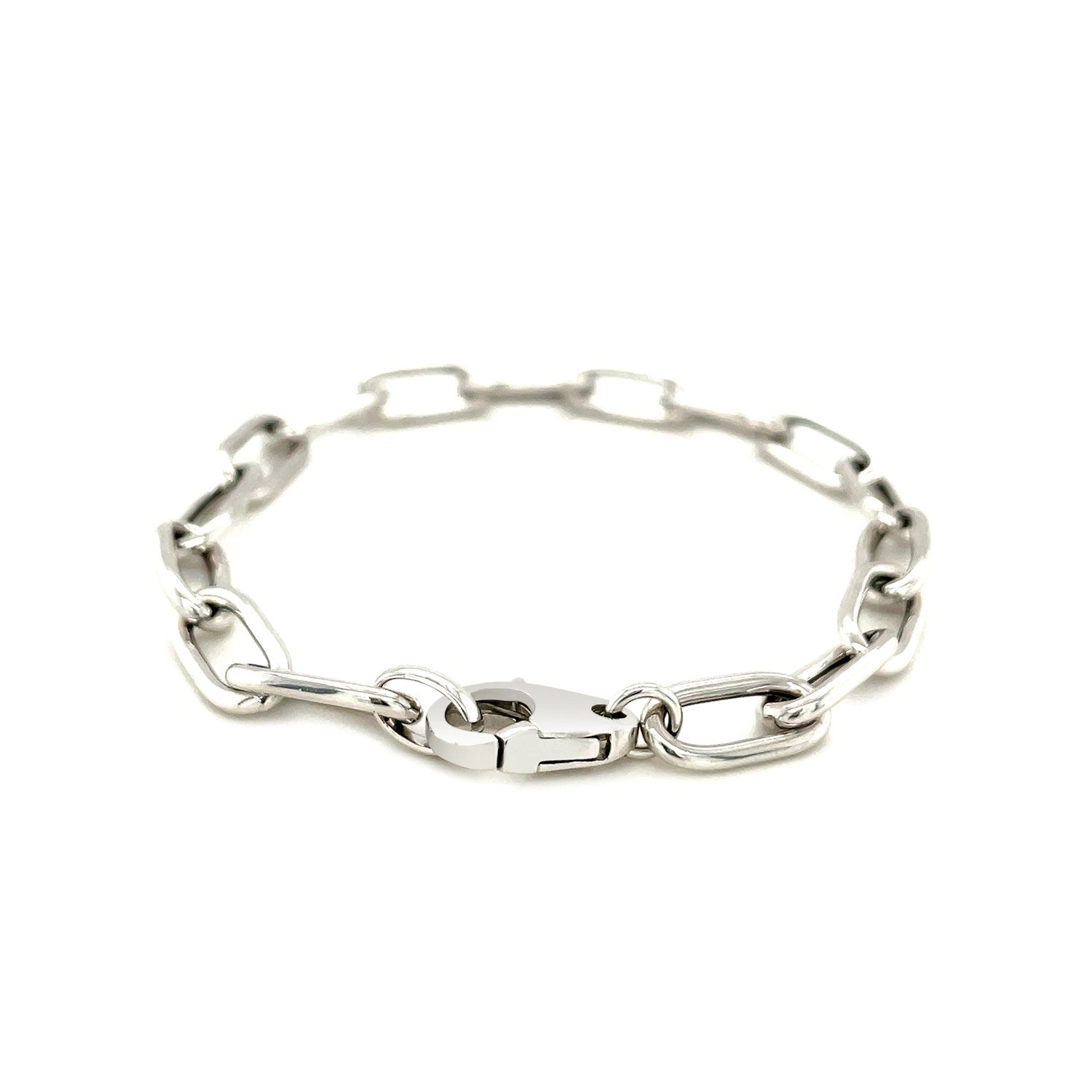 Sterling Silver Wide Paperclip Chain Bracelet - DestGlow