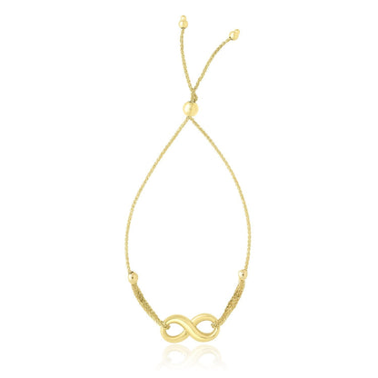 14k Yellow Gold Infinity Motif Adjustable Lariat Bracelet  DestGlow