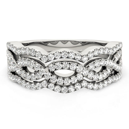 Diamond Studded Ring with Four Curves in 14k White Gold (5/8 cttw) by Bids.com