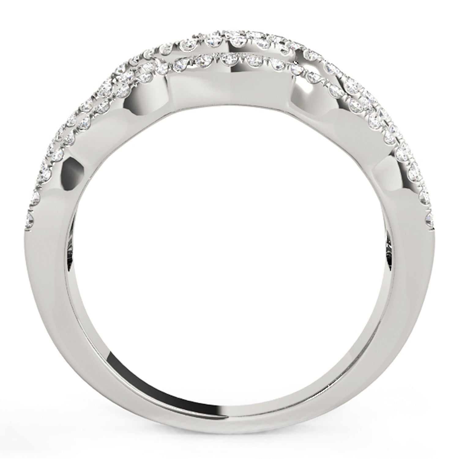 Diamond Studded Ring with Four Curves in 14k White Gold (5/8 cttw) by Bids.com