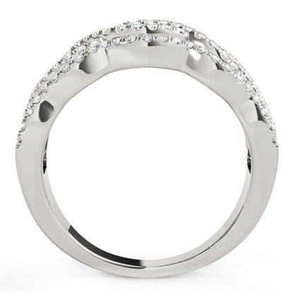 Diamond Studded Ring with Four Curves in 14k White Gold (5/8 cttw) by Bids.com