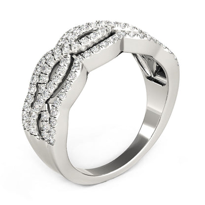 Diamond Studded Ring with Four Curves in 14k White Gold (5/8 cttw) by Bids.com