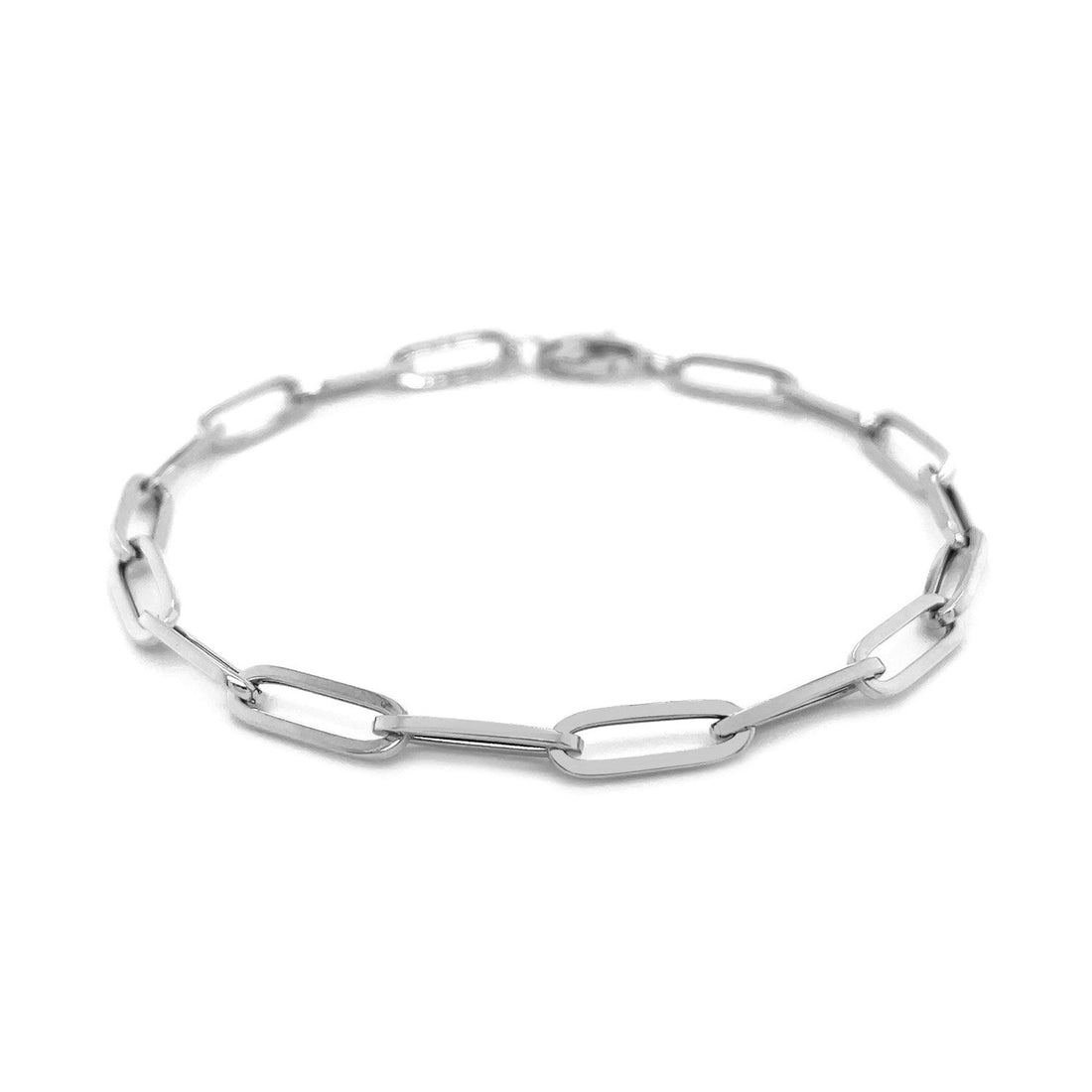 14K White Gold Bold Paperclip Chain Bracelet - DestGlow