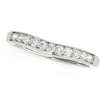 14k White Gold Curved Diamond Wedding Band (1/4 cttw) by Bids.com