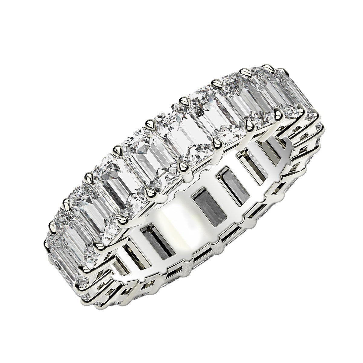 Emerald Cut Lab Grown Diamond Eternity Ring in 14k White Gold (2 cttw FG/VS2)  DestGlow