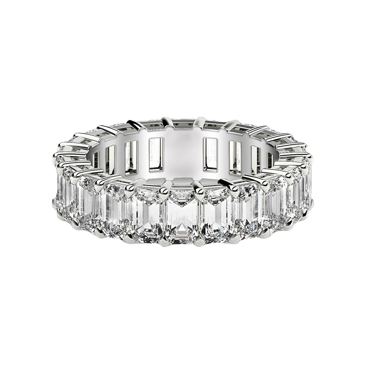 Emerald Cut Lab Grown Diamond Eternity Ring in 14k White Gold (2 cttw FG/VS2)  DestGlow