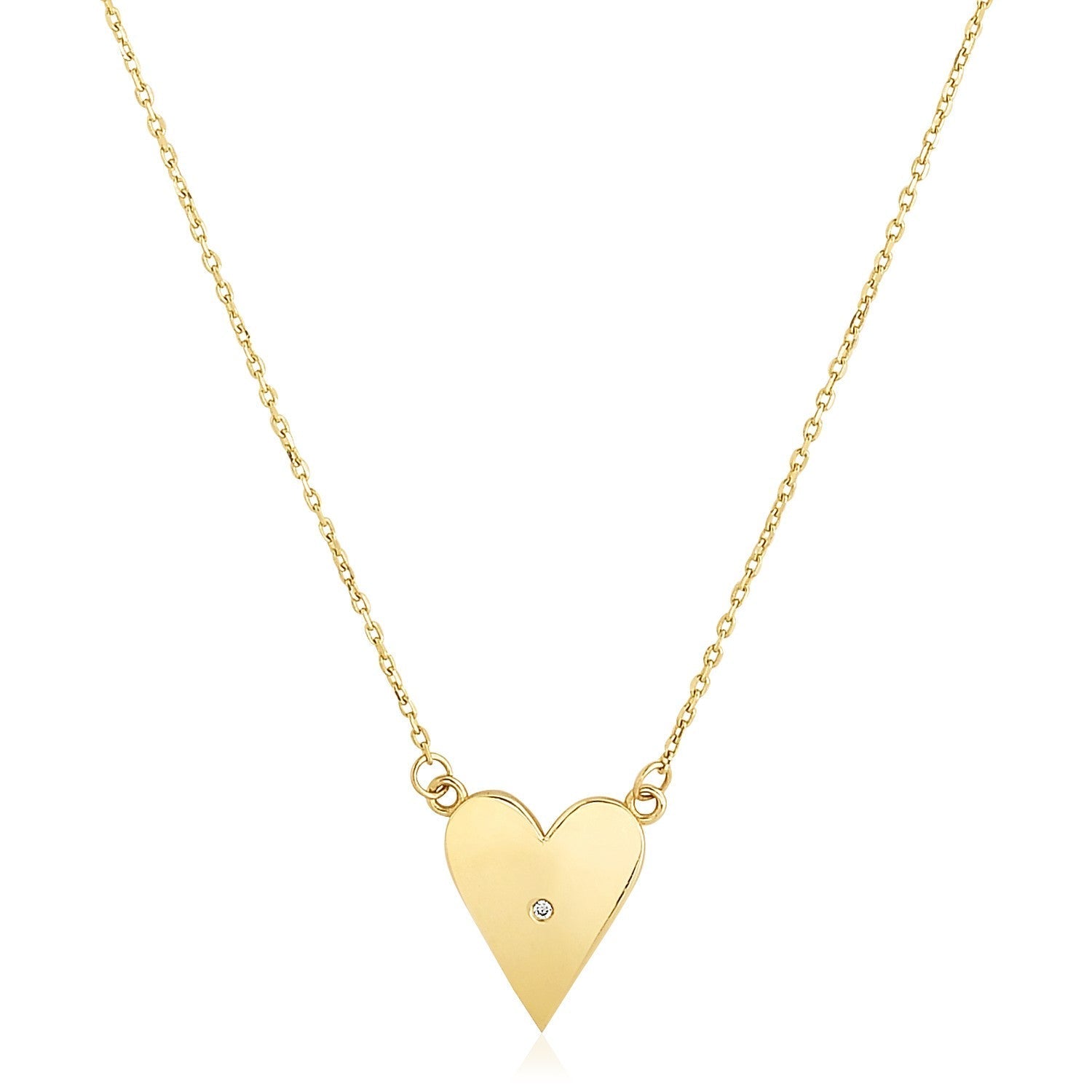 14k Yellow Gold High Polish Elongated Heart Necklace  DestGlow