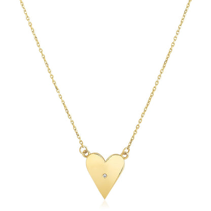 14k Yellow Gold High Polish Elongated Heart Necklace  DestGlow