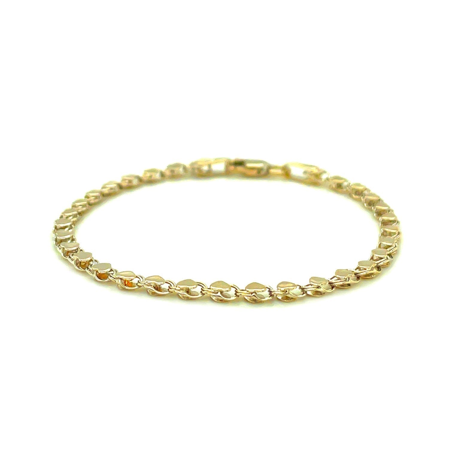 2.9mm 14k Yellow Gold Heart Anklet by Bids.com