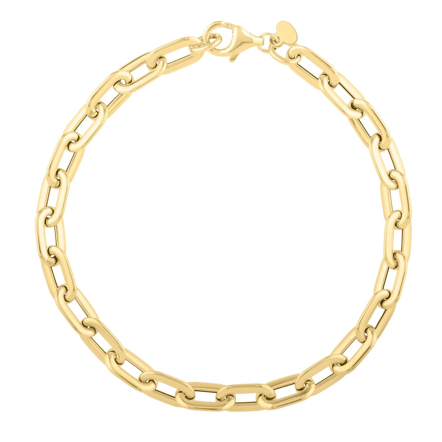 14k Yellow Gold Oval Domed Paperclip Chain Bracelet (5.30 mm) by Bids.com