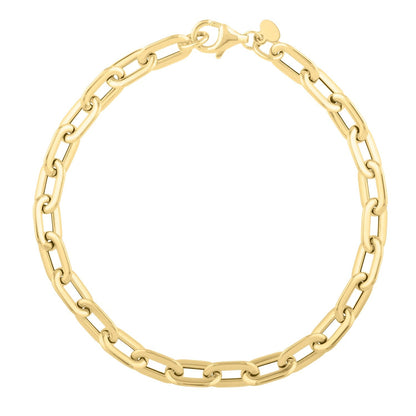 14k Yellow Gold Oval Domed Paperclip Chain Bracelet (5.30 mm) by Bids.com