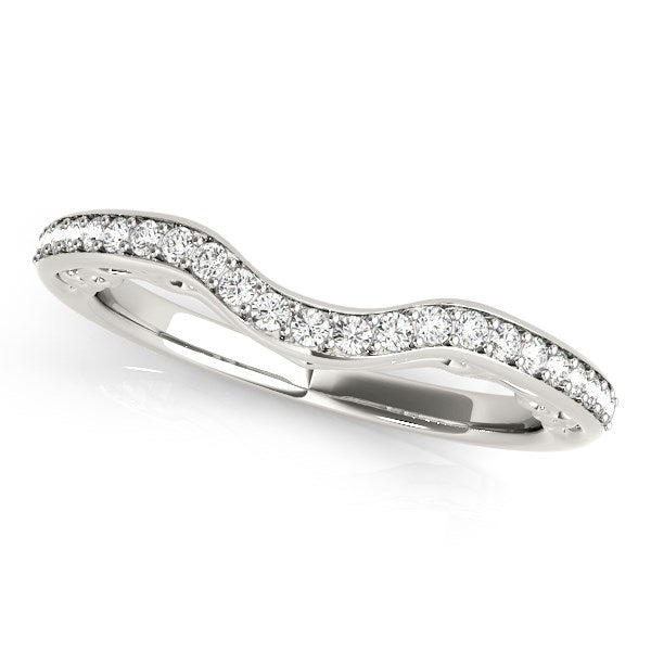 14k White Gold Prong Set Curved Diamond Wedding Ring (1/6 cttw) by Bids.com