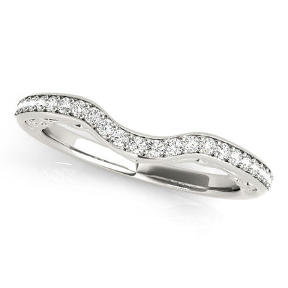 14k White Gold Prong Set Curved Diamond Wedding Ring (1/6 cttw) by Bids.com