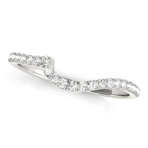 14k White Gold Round Pave Setting Curved Diamond Wedding Ring (1/5 cttw) by Bids.com